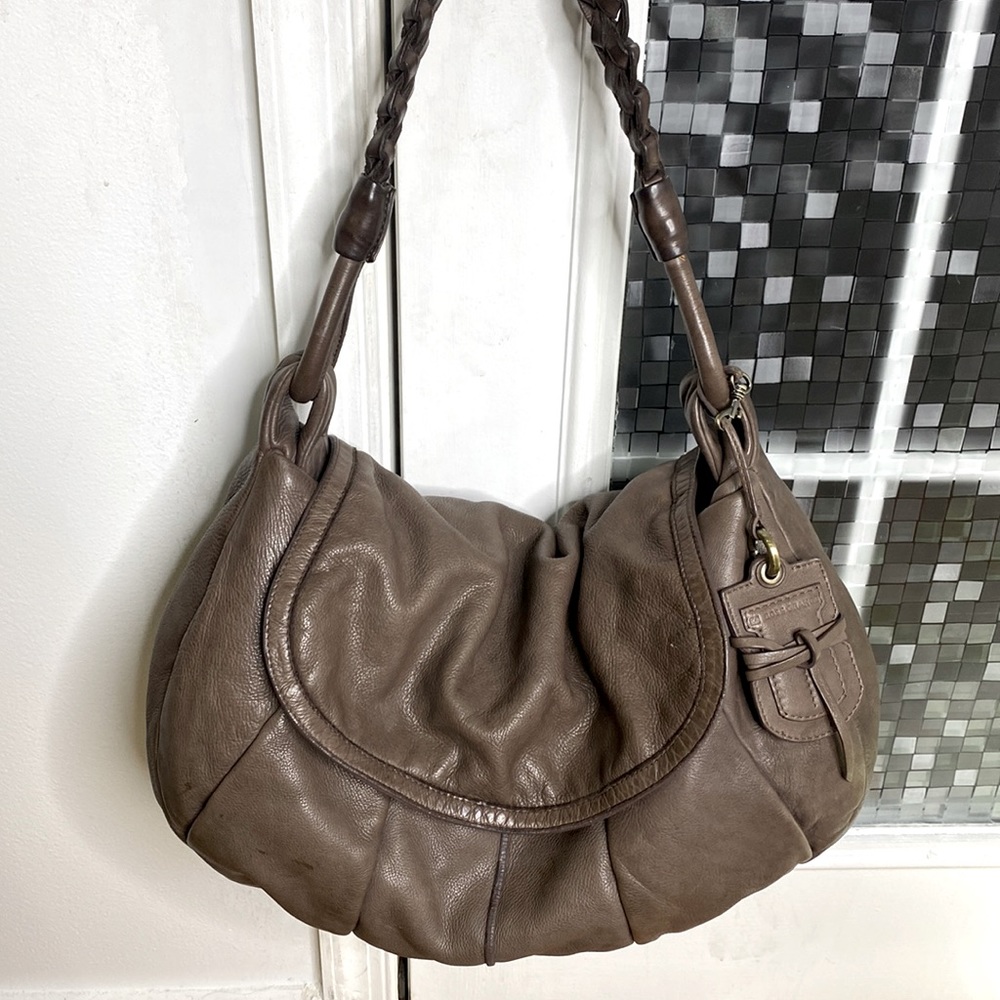💕 Boss Orange taupe gray leather x large hobo shoulder bag 💕